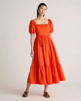 100% Organic Cotton Ruched Midi Dress