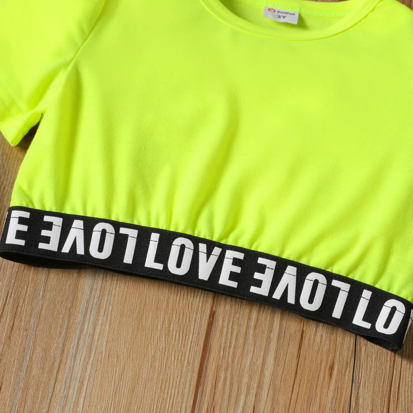 2-piece Toddler Girl Letter Print Crop Tee and Elasticized Shorts Set