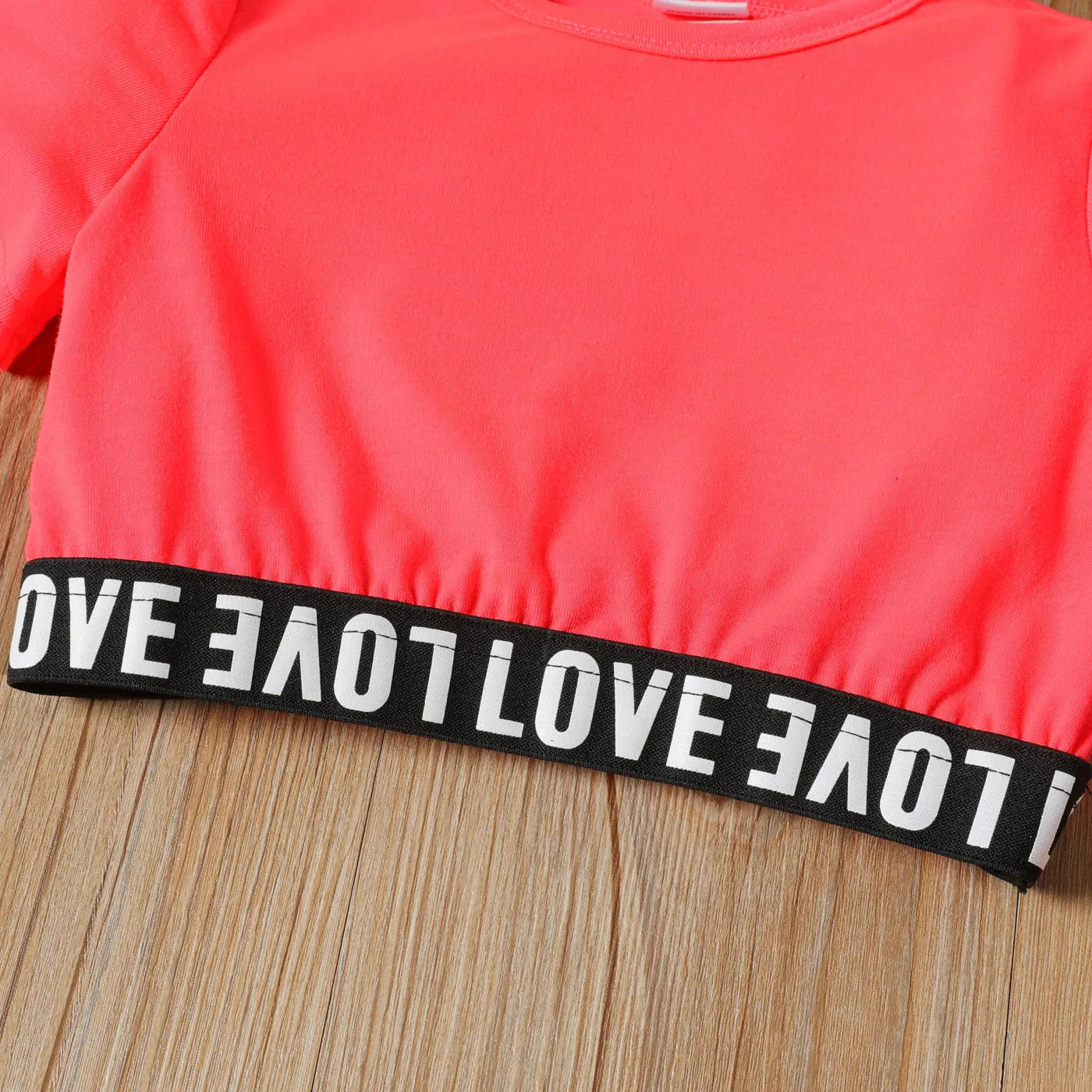 2-piece Toddler Girl Letter Print Crop Tee and Elasticized Shorts Set