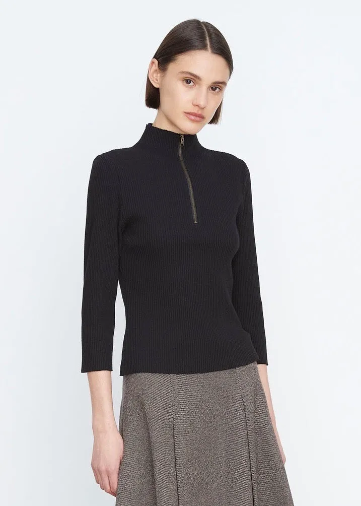 3/4 Sleeve Button Up (Black)