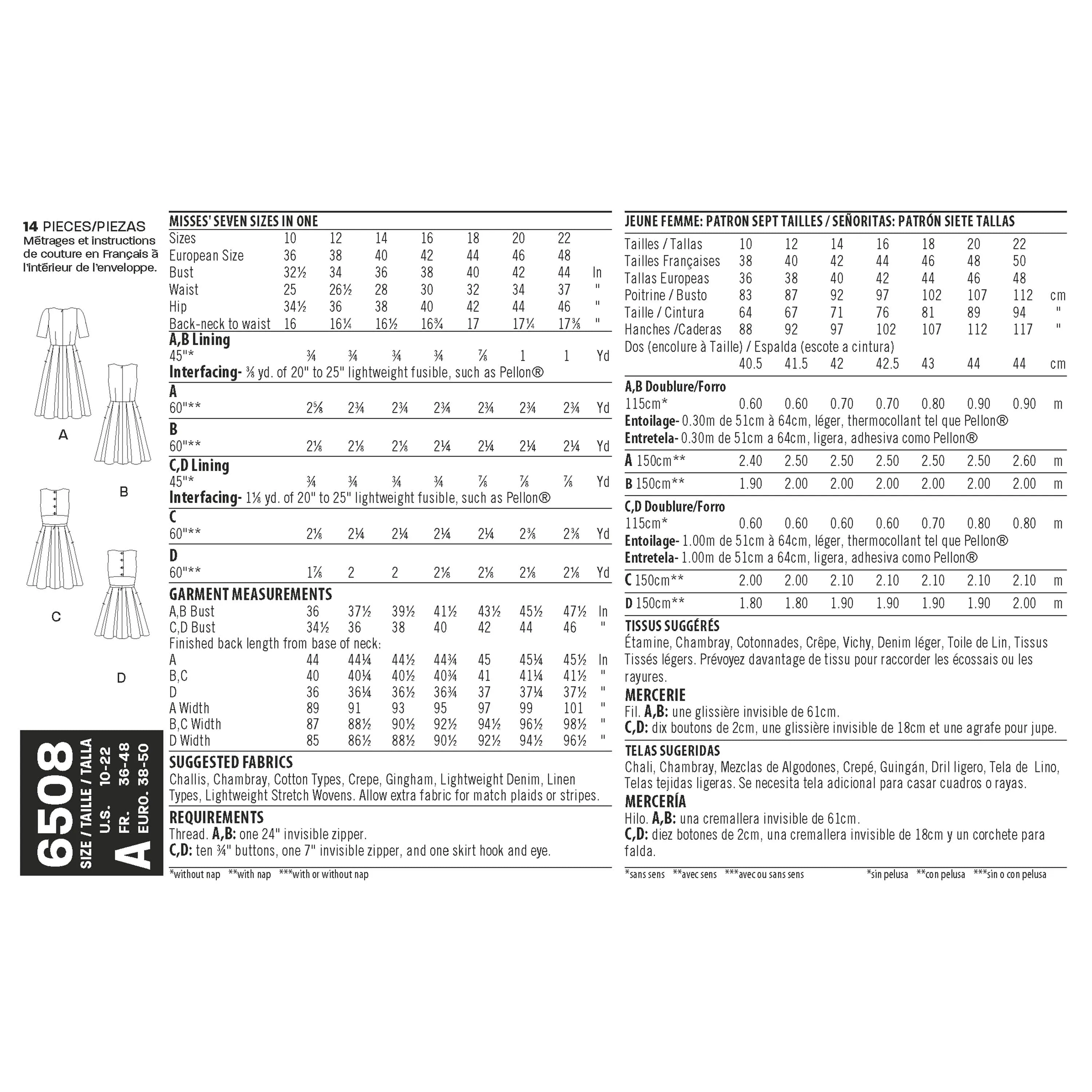 6508 New Look Pattern 6508 Women’s   Dress with Open or Closed Back Variations