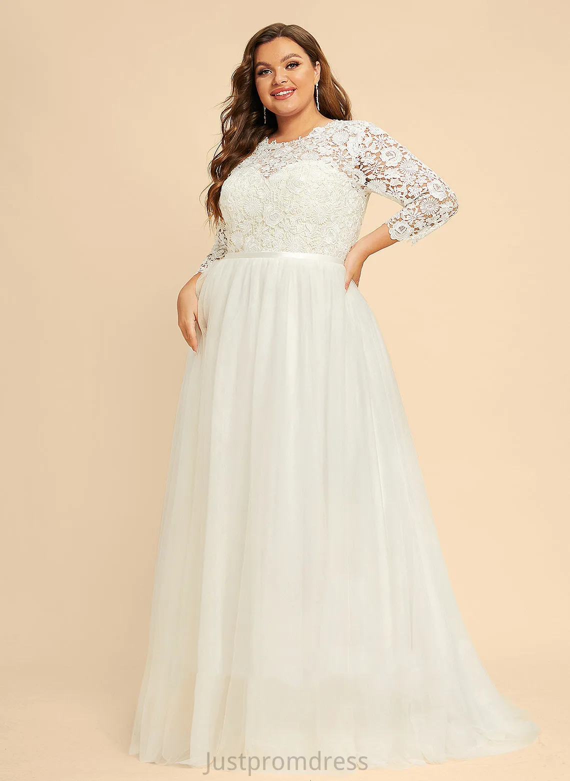 A-Line Sweep Dress Lace Tulle Araceli Train Wedding Wedding Dresses