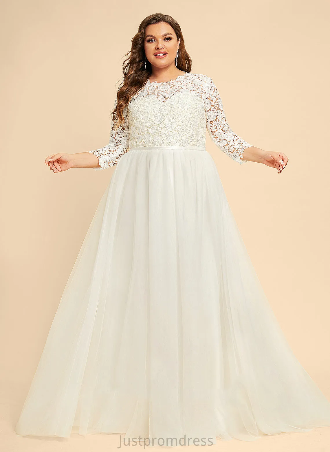 A-Line Sweep Dress Lace Tulle Araceli Train Wedding Wedding Dresses