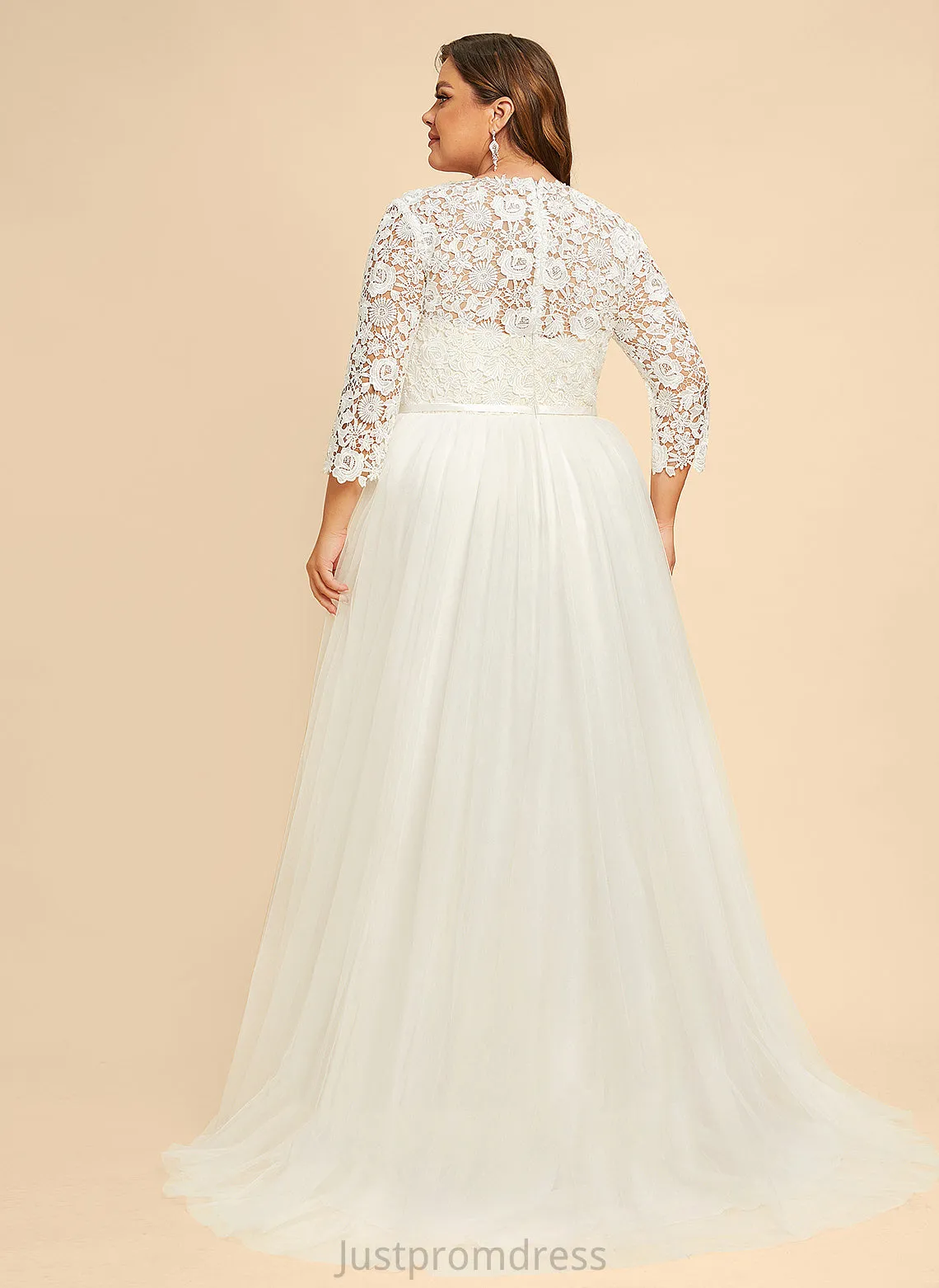 A-Line Sweep Dress Lace Tulle Araceli Train Wedding Wedding Dresses