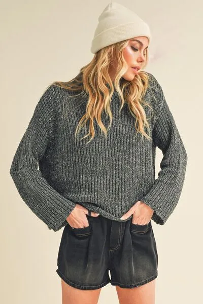 Aemi   Co Mock Neck Long Sleeve Sweater