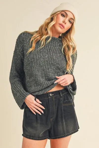 Aemi   Co Mock Neck Long Sleeve Sweater