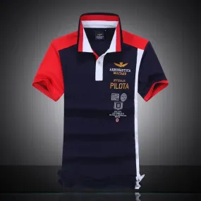 Aeronautica Militare  Pilot Short Sleeve Shirt  Polo-Navy-blue