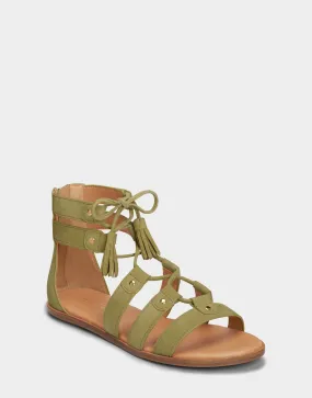 Aerosoles Women's Lottery Sandal Mid Green suede Tie Up Flat Sandals