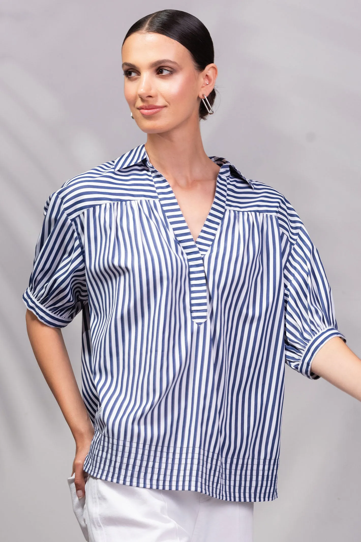 Alison Sheri Blouse Navy White Stripe A45085