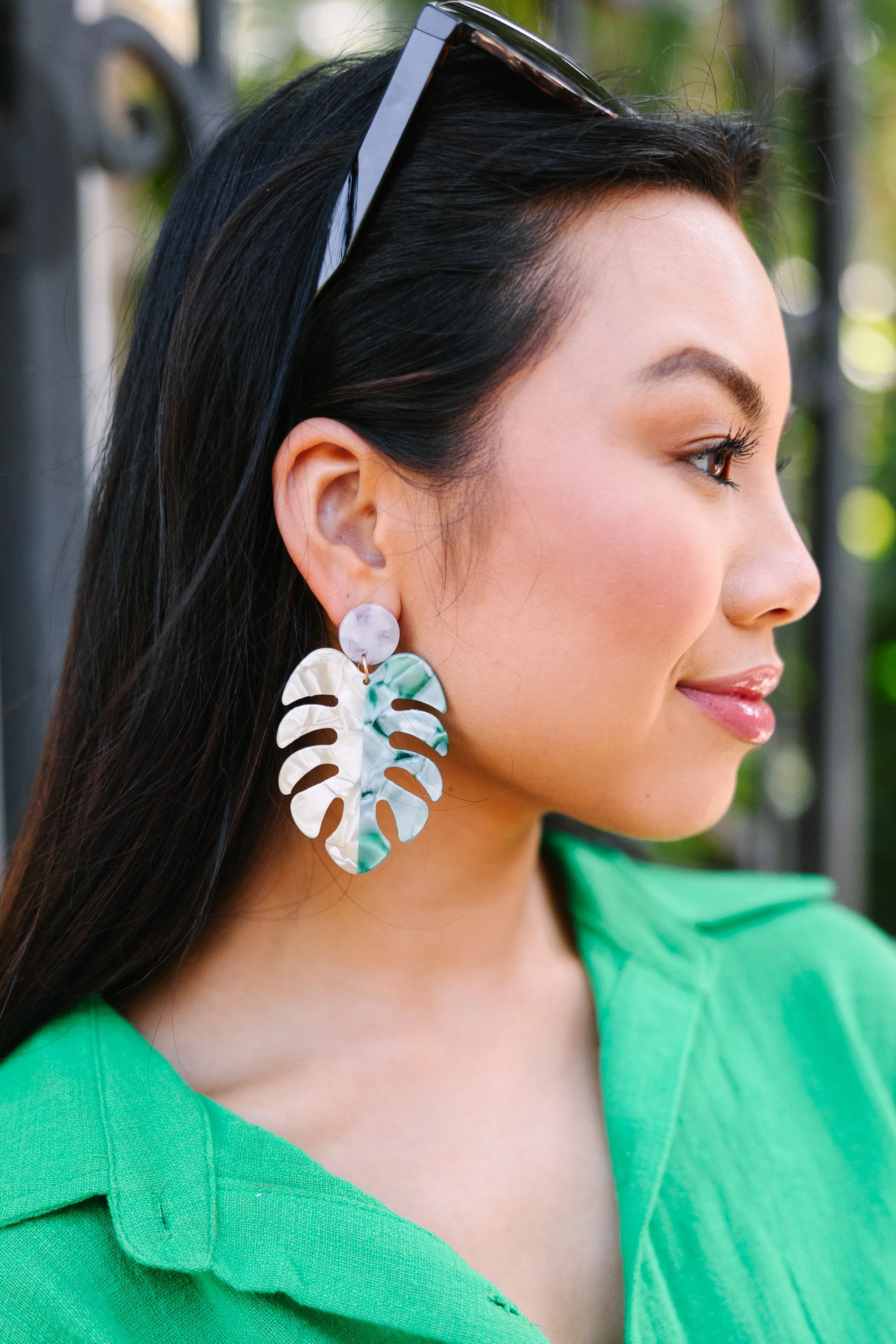 All's Fair Green Palm Earrings