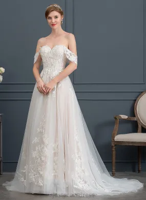 Ball-Gown/Princess Lace Wedding Tulle Wedding Dresses Train Carlee Sweetheart Sweep Dress