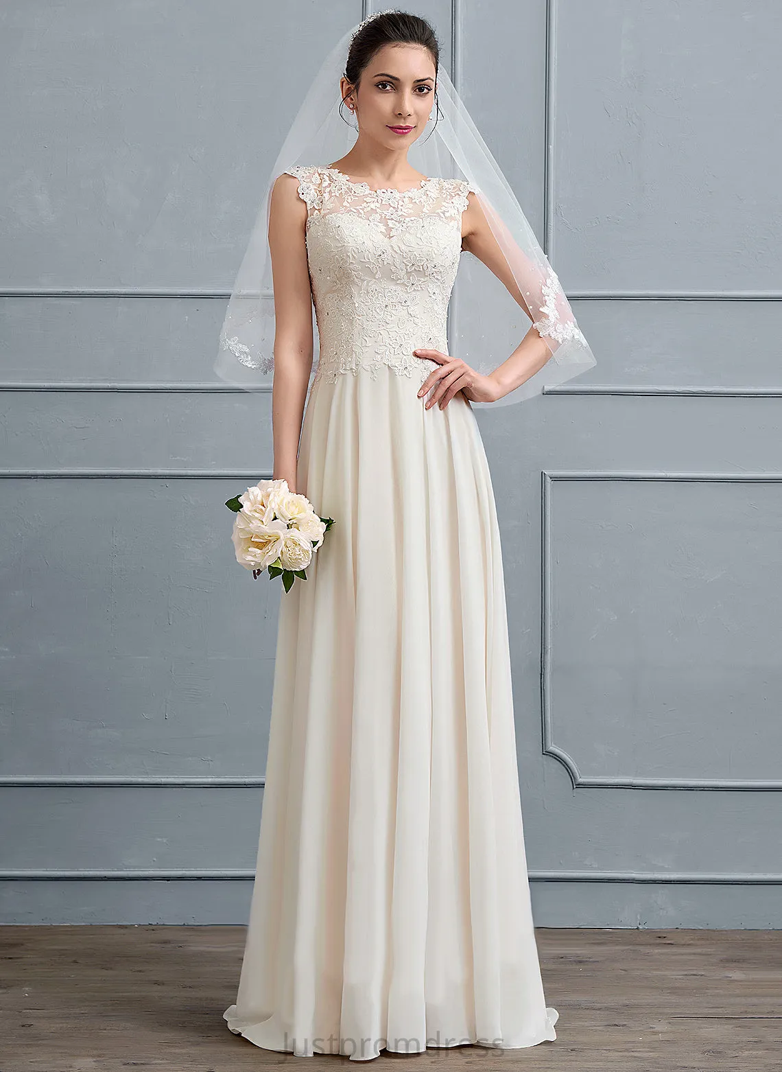 Beading A-Line Scoop Sequins Shyla Lace With Wedding Wedding Dresses Chiffon Dress Floor-Length