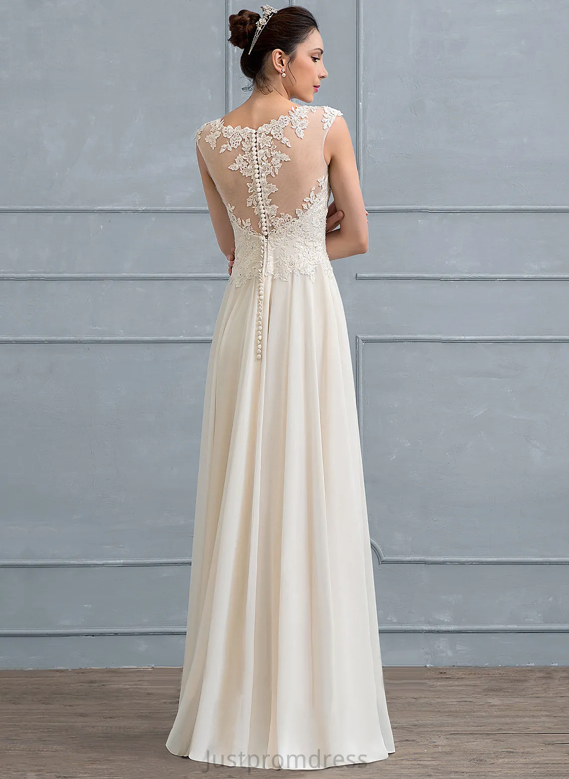 Beading A-Line Scoop Sequins Shyla Lace With Wedding Wedding Dresses Chiffon Dress Floor-Length