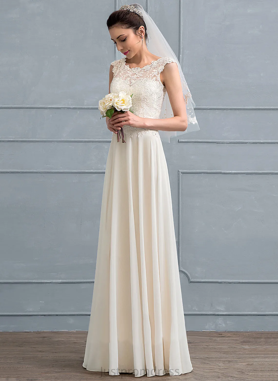 Beading A-Line Scoop Sequins Shyla Lace With Wedding Wedding Dresses Chiffon Dress Floor-Length