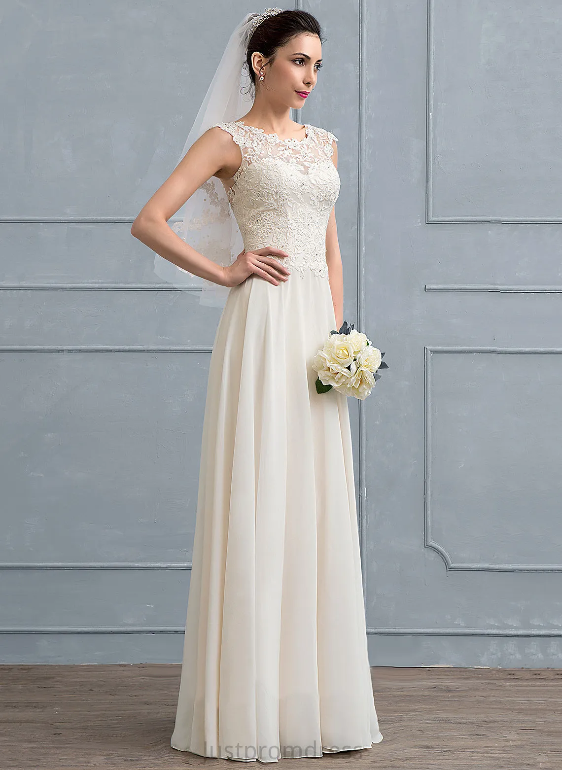 Beading A-Line Scoop Sequins Shyla Lace With Wedding Wedding Dresses Chiffon Dress Floor-Length
