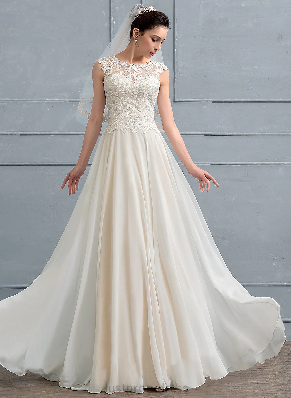 Beading A-Line Scoop Sequins Shyla Lace With Wedding Wedding Dresses Chiffon Dress Floor-Length