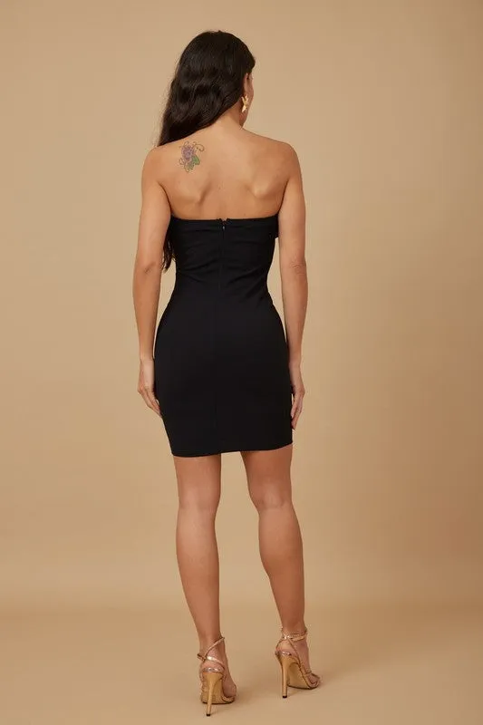 Black Rose Ruffle Swirl Short Dress