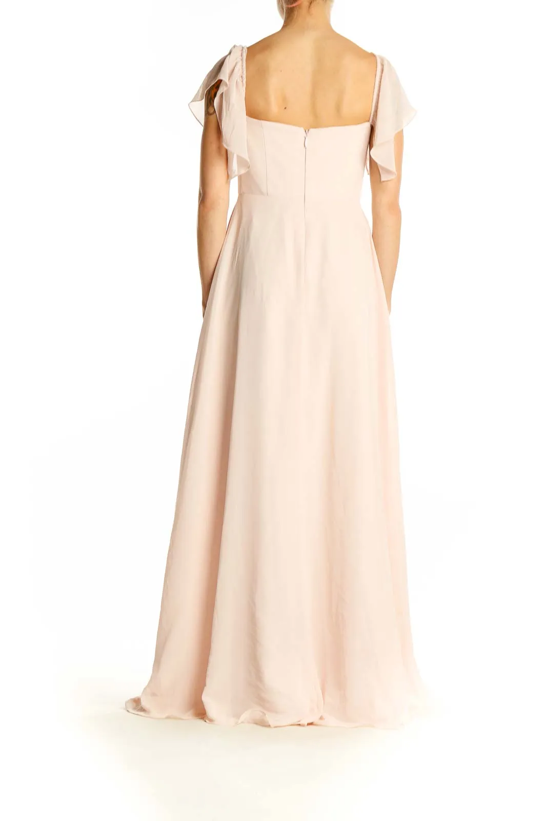 Blush Elegant Chiffon Maxi Dress with Flutter Sleeves