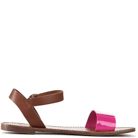 Breckelles Womens Ankle Strap One Band Comfort Flat Buckle Flats-Sandals
