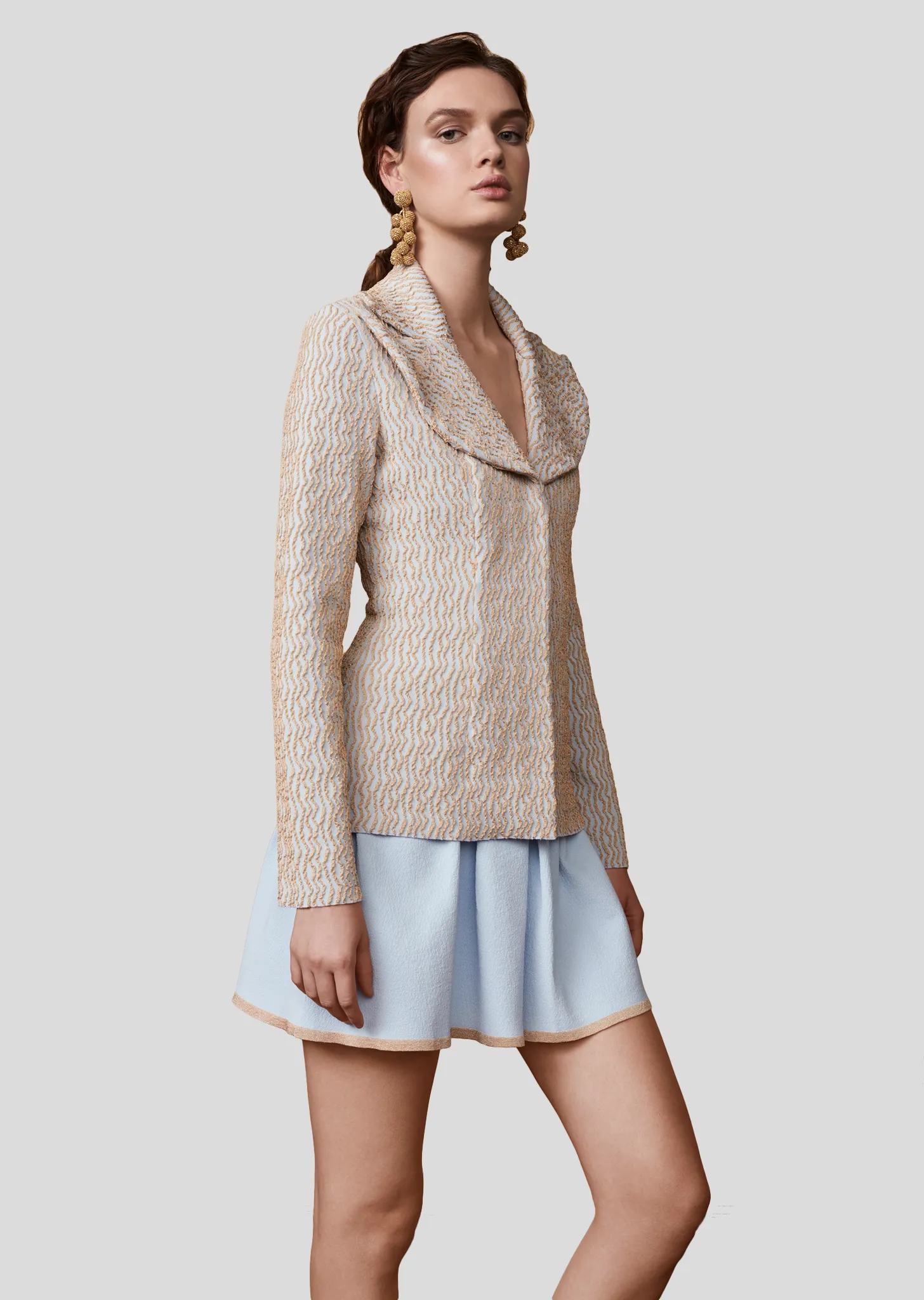 Cadence - Fitted Jacket with Gold Metallic Textured Striping