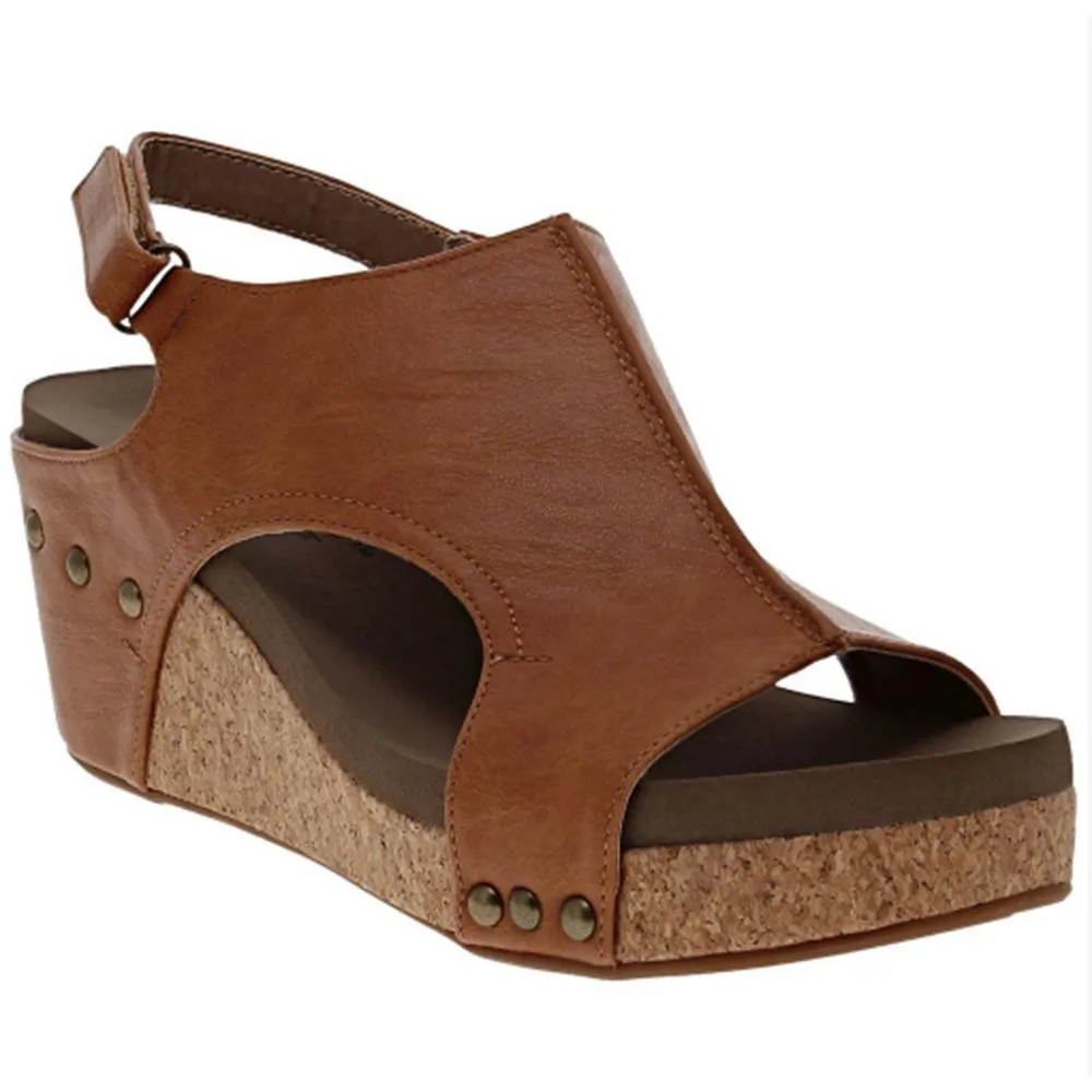 Carley Cognac Smooth Corky's Wedges