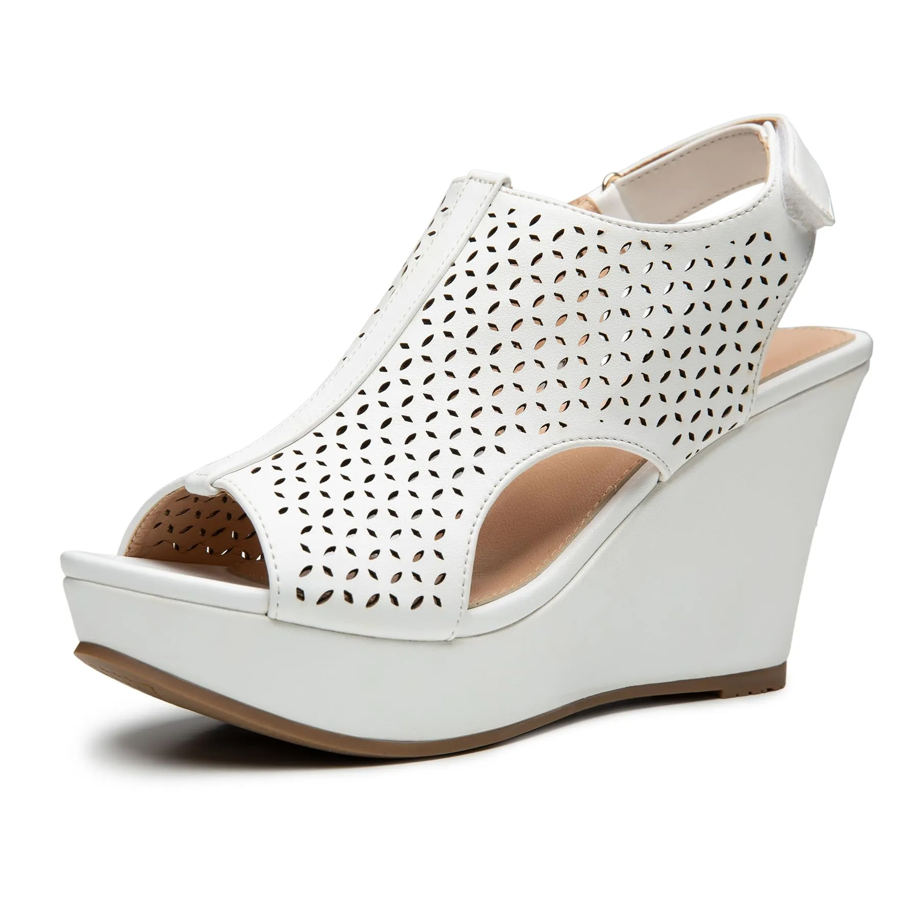 Chic Black Open Toe Preforated Wedge Sandals