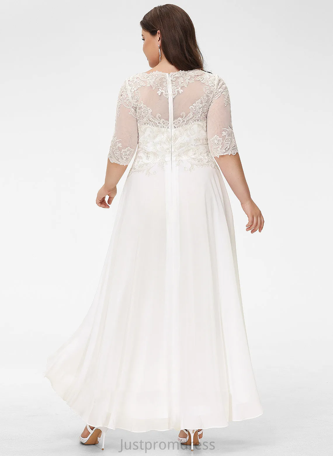 Chiffon With Lace Katharine Sequins Wedding Dresses Dress Beading Neck A-Line Scoop Wedding Asymmetrical