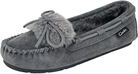 Clarks Holly Folded Tongue Moccasin Slipper Indoor Outdoor House Slippers Grey