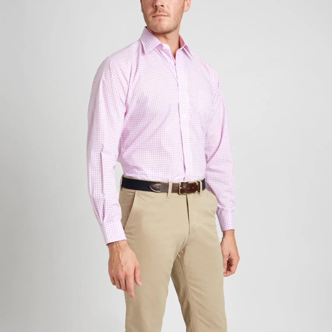 Classic Fit Check Zephyr Button Cuff Shirt in Lilac