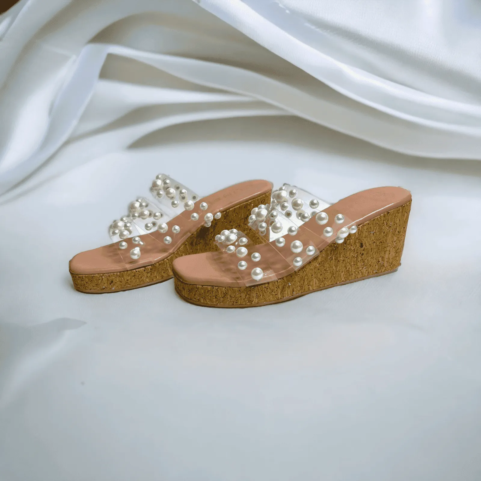 Clear Pink Pearl Wedges