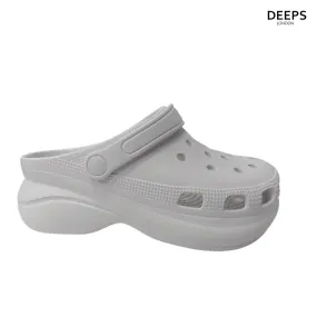CLEO WOMENS ULTRA LIGHT WEIGHT PLATFORM RUBBER SOLE SLIPPERS WITH STRAP WHITE