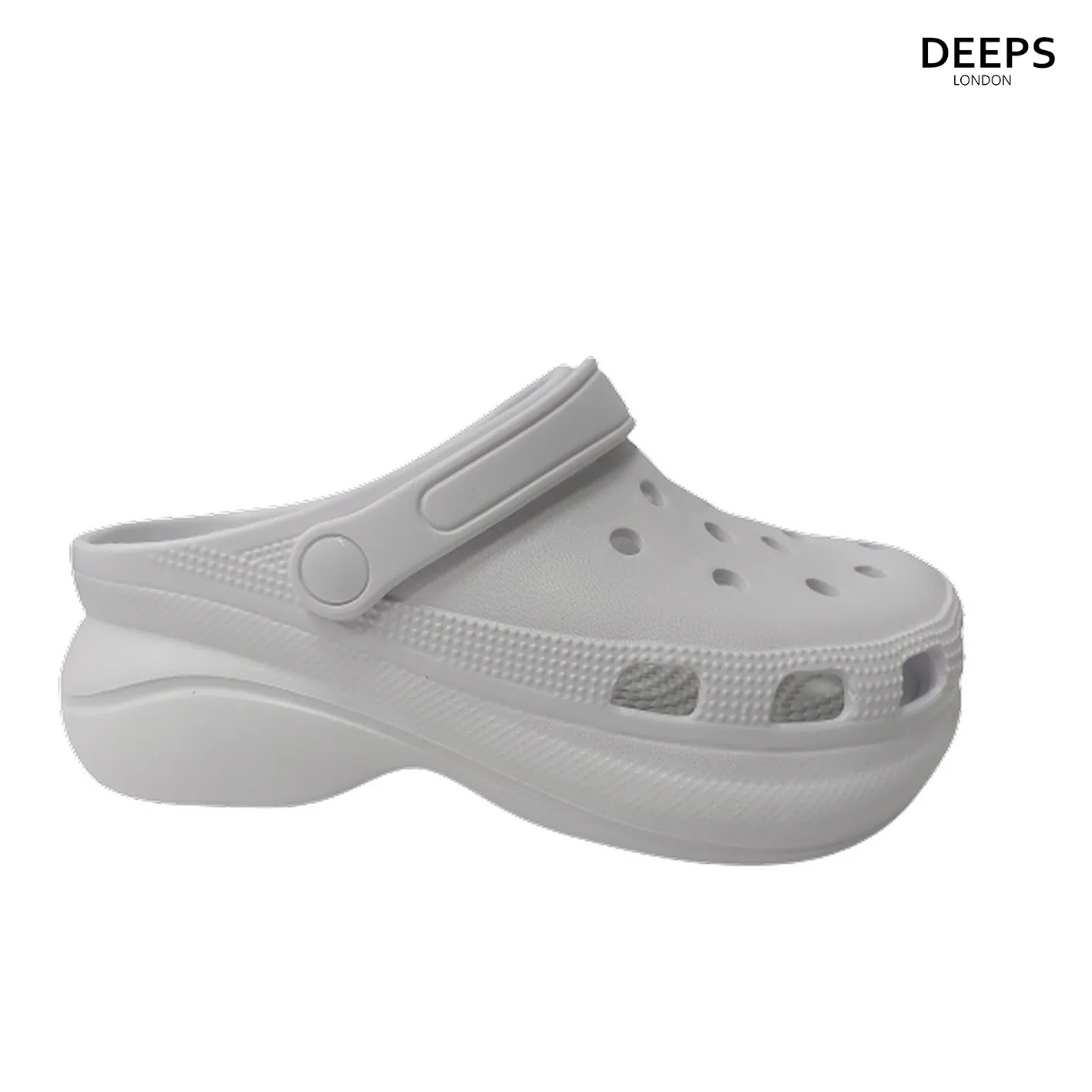 CLEO WOMENS ULTRA LIGHT WEIGHT PLATFORM RUBBER SOLE SLIPPERS WITH STRAP WHITE