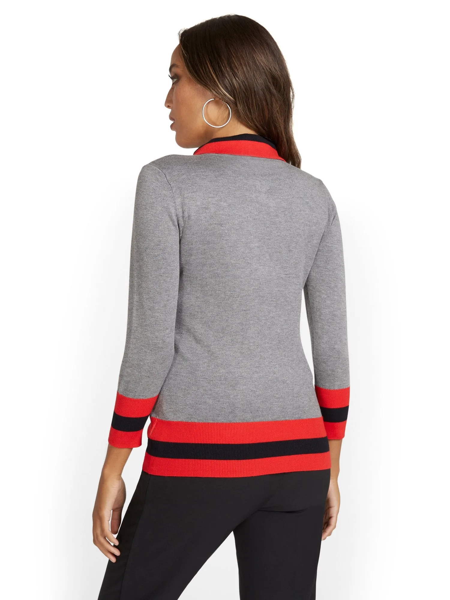 Colorblock Bow-Neck Sweater