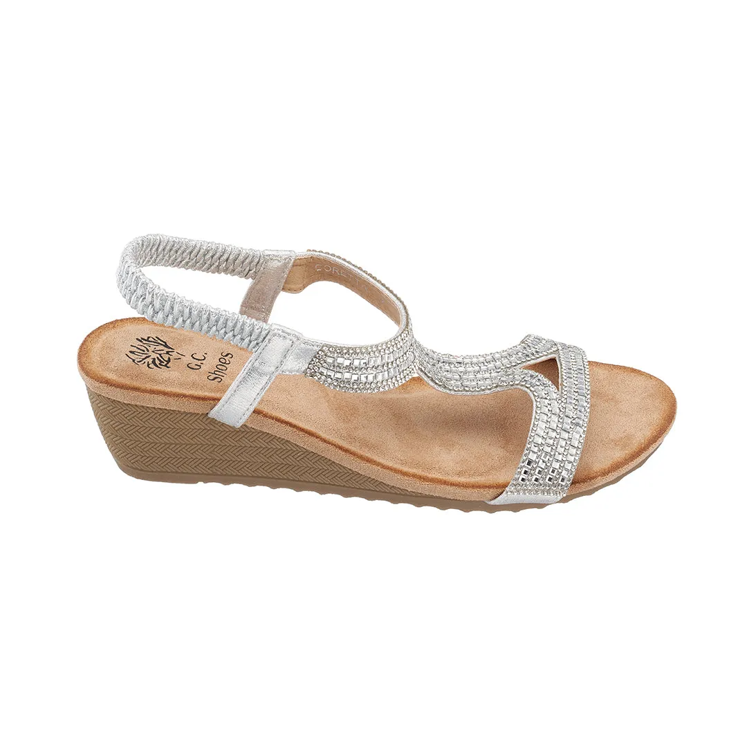 Coretta Silver Wedge Sandals