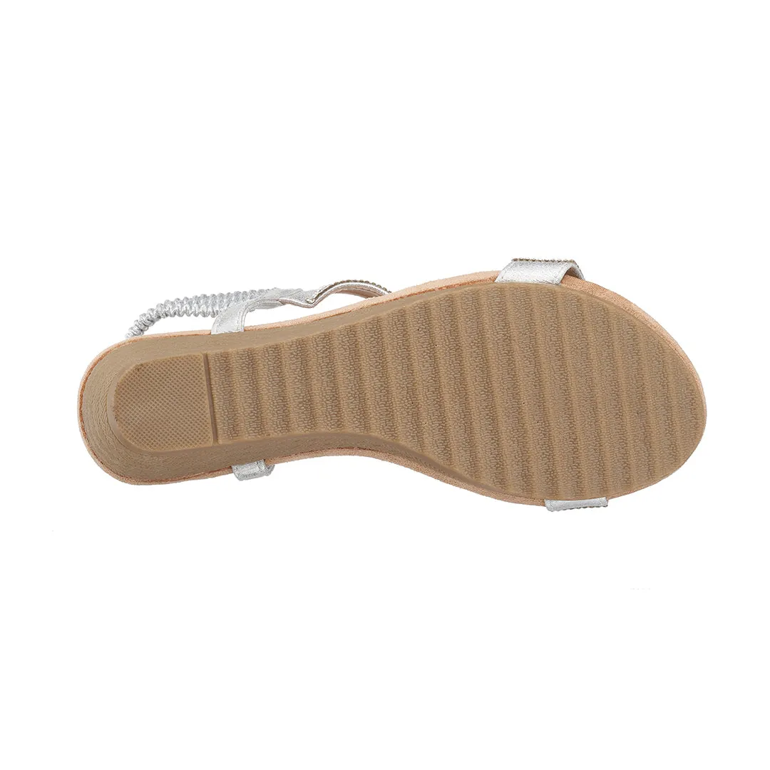 Coretta Silver Wedge Sandals