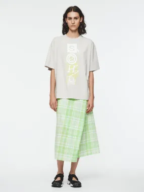 Draped Wrap Skirt in Lime Plaid