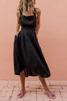 DressBetty - Sexy Bowknot Backless Cross Drawstring Beach Dress