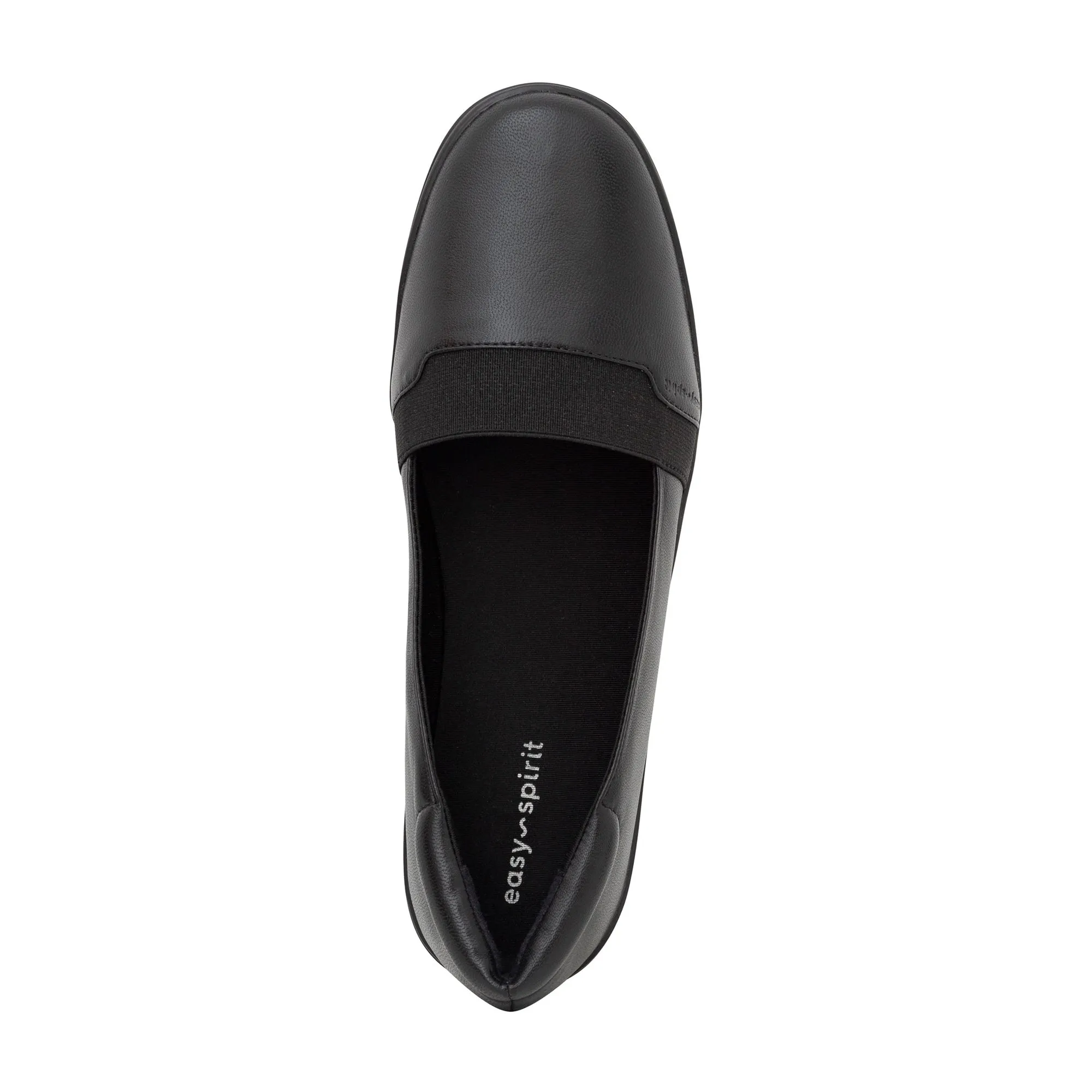 Easy Spirit Bounce Round Toe Black Leather Slip On Ultra Light Ballet Flats