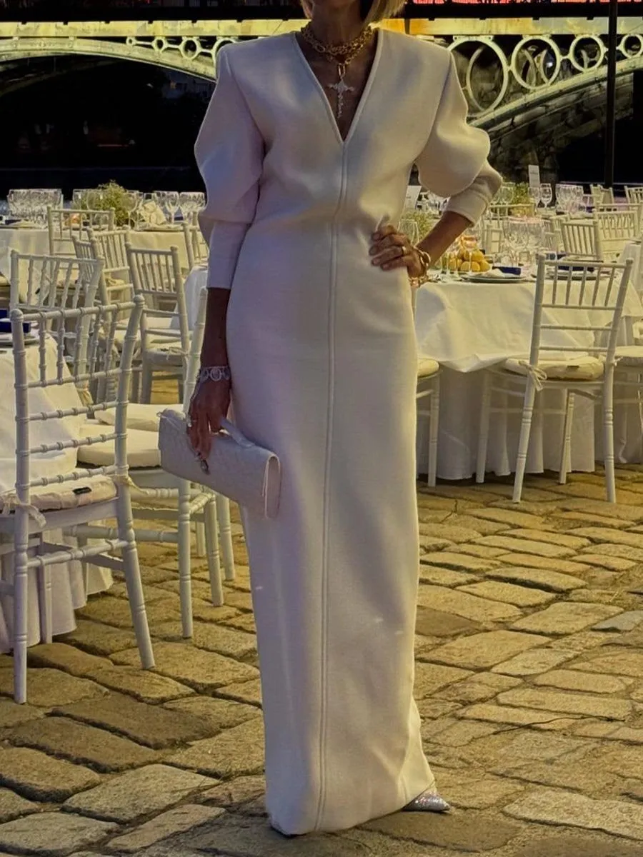 Elegant V Neck Patchwork Maxi Dress