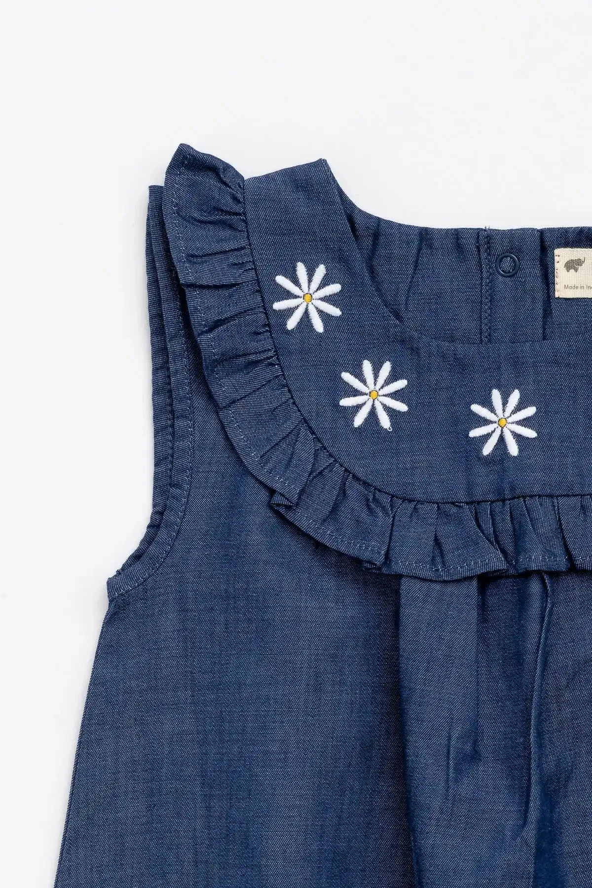 Embroidered Bib Dress_Chambray