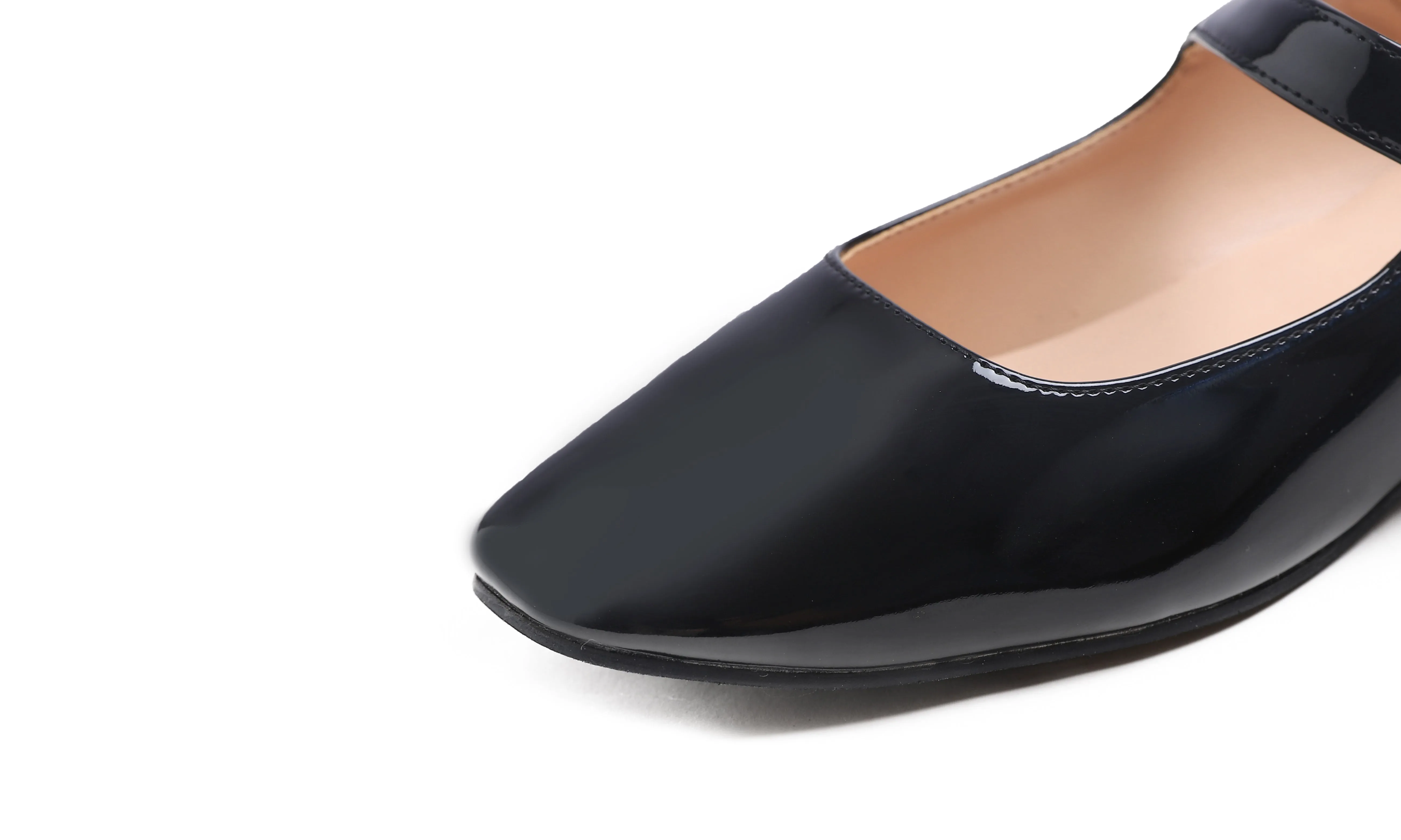 Feversole Women's Mary Jane Fashion Square Toe Easy Buckle Low Heel Slip On Flats Vegan Patent Leather