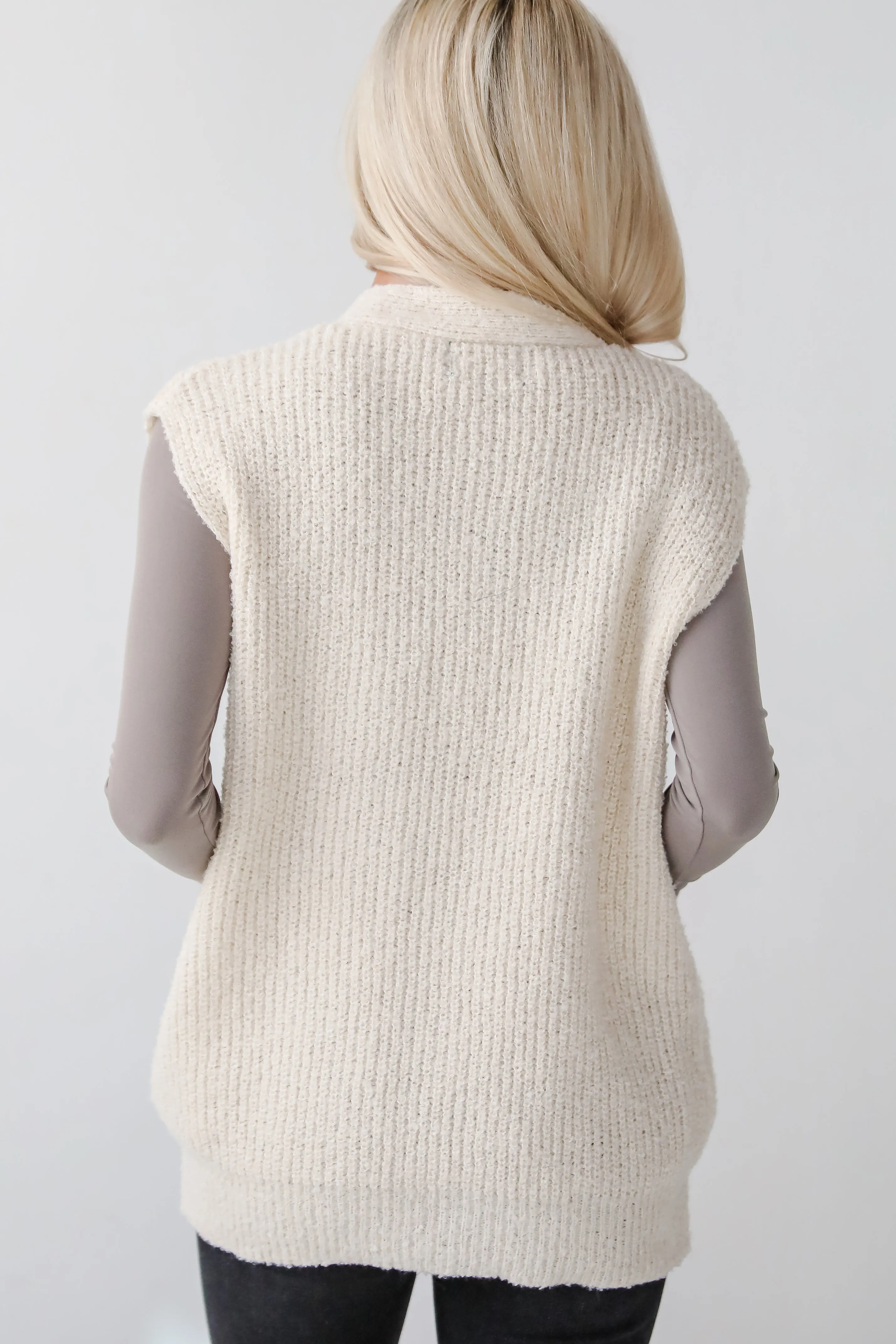 FINAL SALE - Cuddly Perfection Oatmeal Fuzzy Knit Sweater Vest