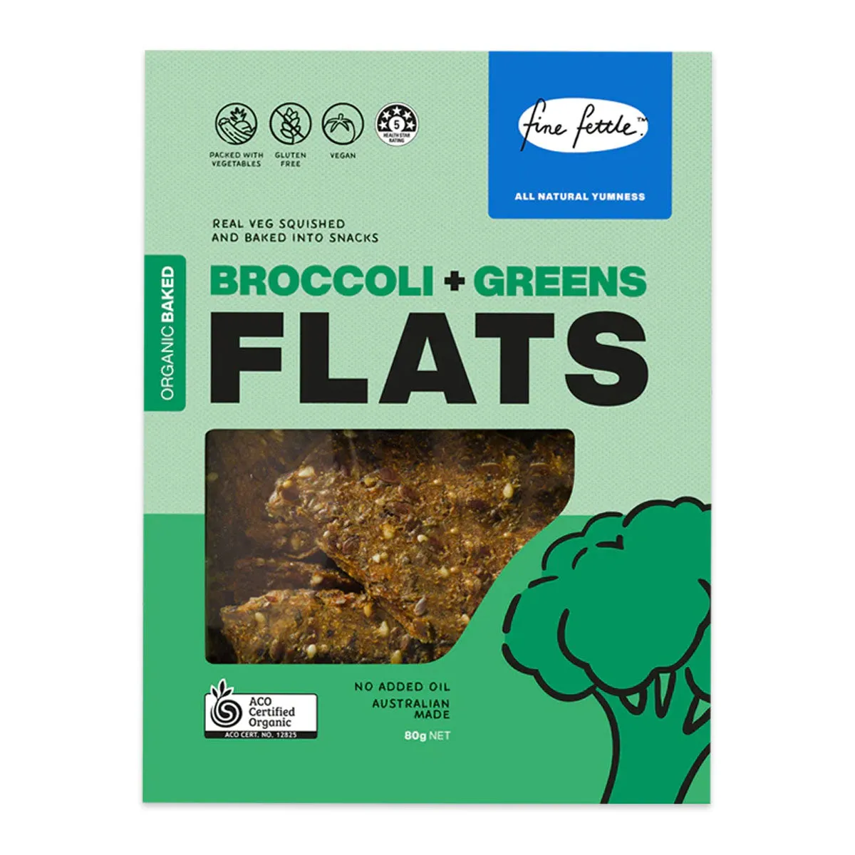 Fine Fettle Flats Broccoli and Greens Crackers 80g