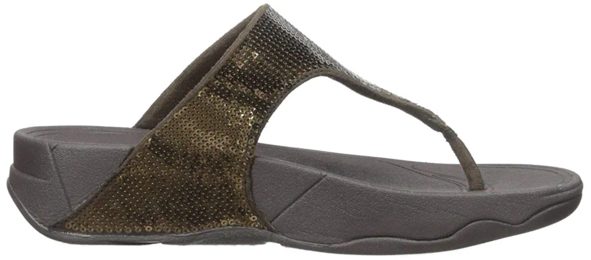 FitFlop Classic Bronze Sequin Comfortable Flatform Thong Flip Flop Sandals