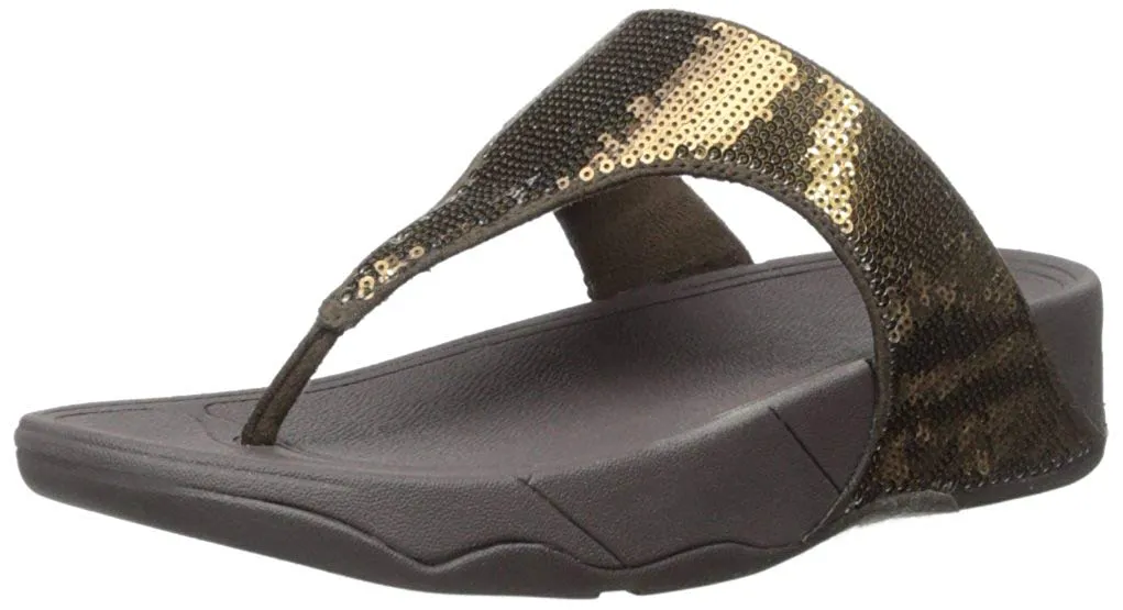 FitFlop Classic Bronze Sequin Comfortable Flatform Thong Flip Flop Sandals