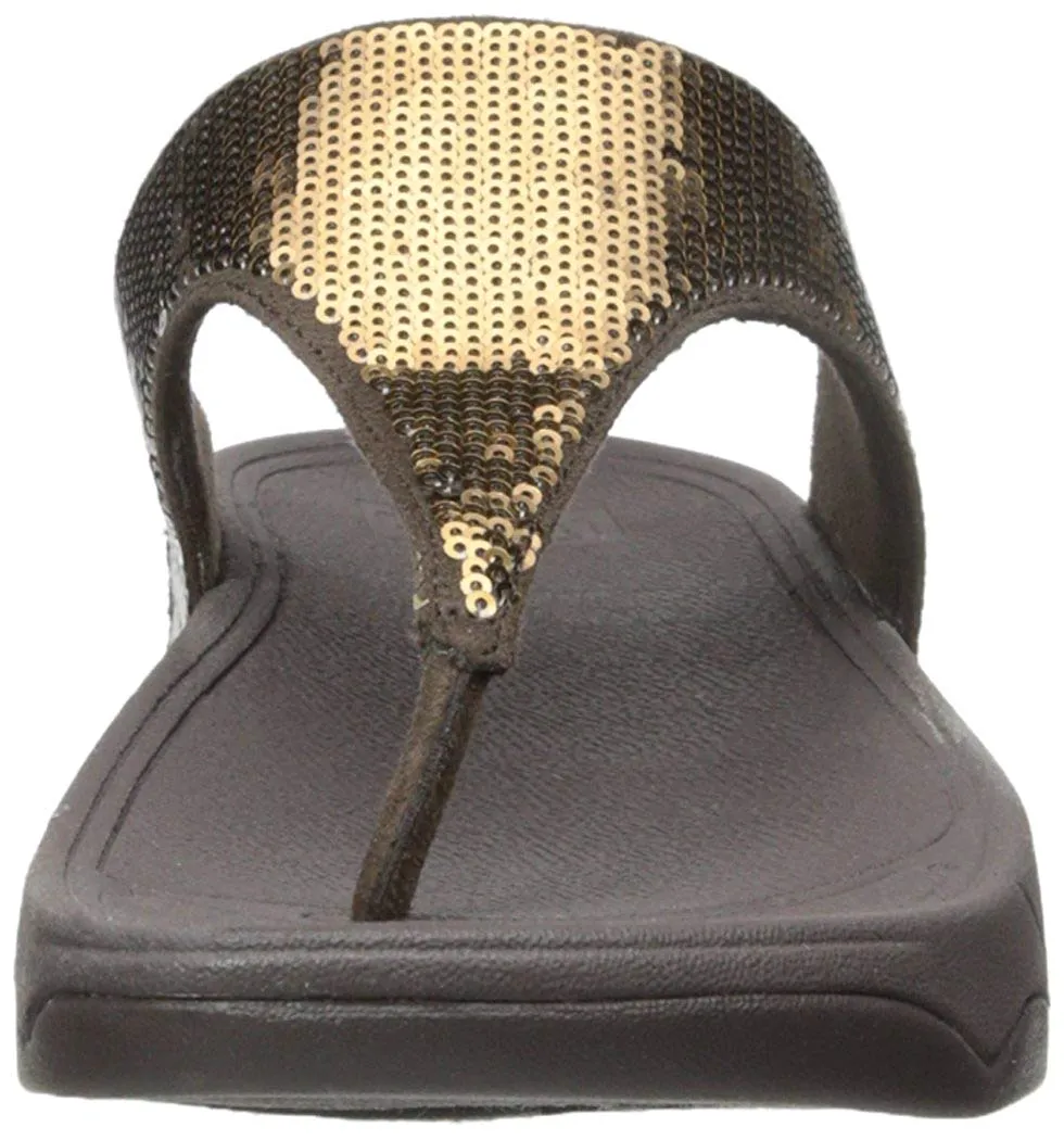 FitFlop Classic Bronze Sequin Comfortable Flatform Thong Flip Flop Sandals