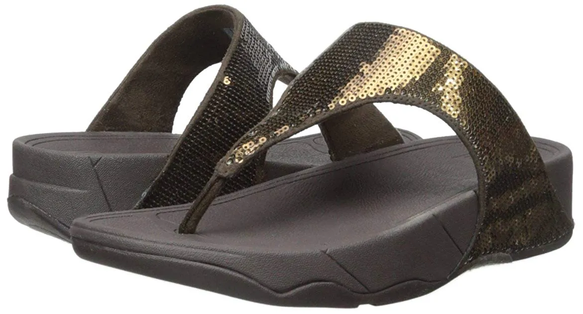 FitFlop Classic Bronze Sequin Comfortable Flatform Thong Flip Flop Sandals