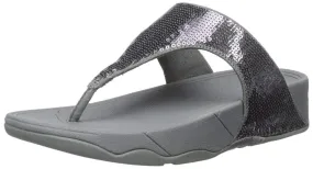 FitFlop Women's Electra Classic Pewter Sequin Thong Platform Flip Flip Sandal (10, Pewter)