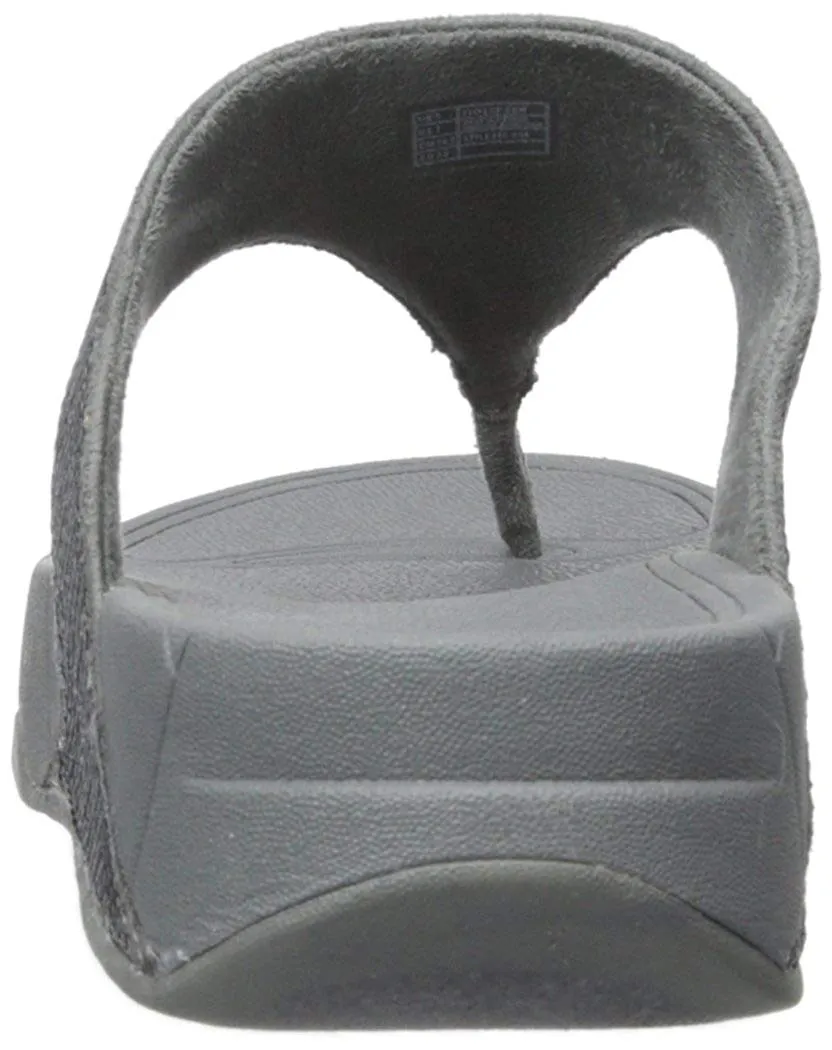 FitFlop Women's Electra Classic Pewter Sequin Thong Platform Flip Flip Sandal (10, Pewter)