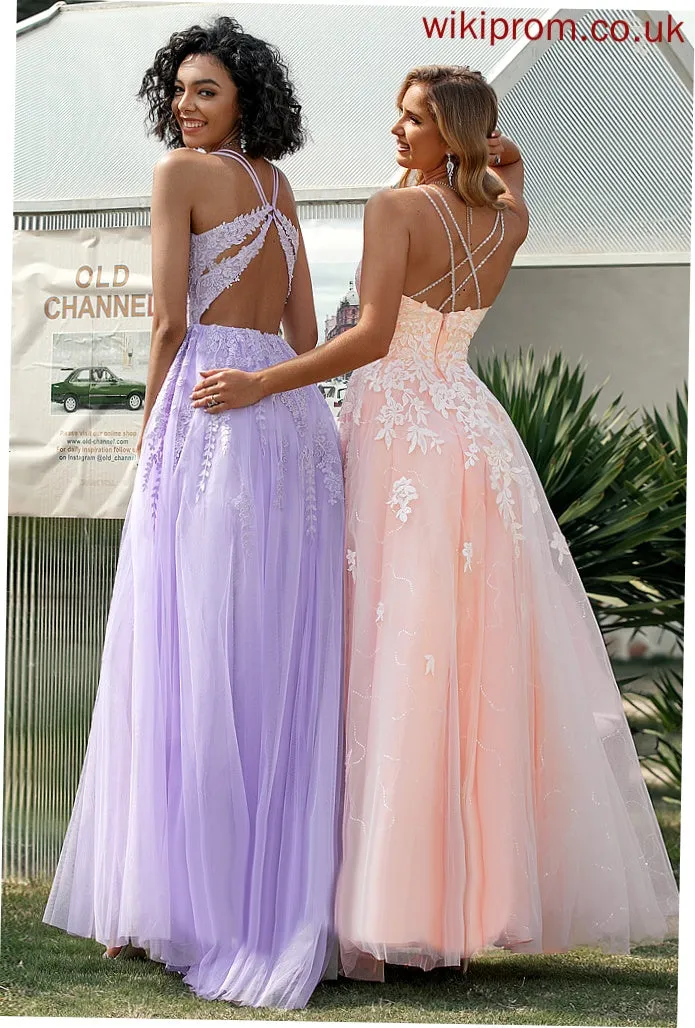 Floor-Length Prom Dresses Tulle Philippa Sequins Ball-Gown/Princess With Square